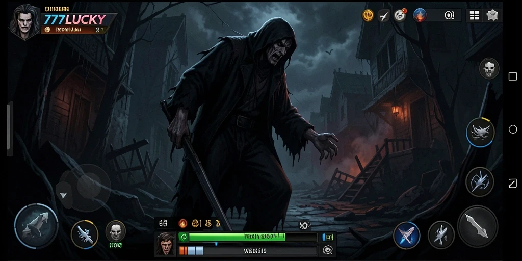 Tampilan mendebarkan dari gameplay <strong>777LUCKY</strong> yang menampilkan kegelapan dan teror.