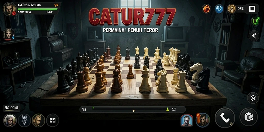 Screenshot menunjukkan saat tegang di papan catur yang dipenuhi elemen Horror.