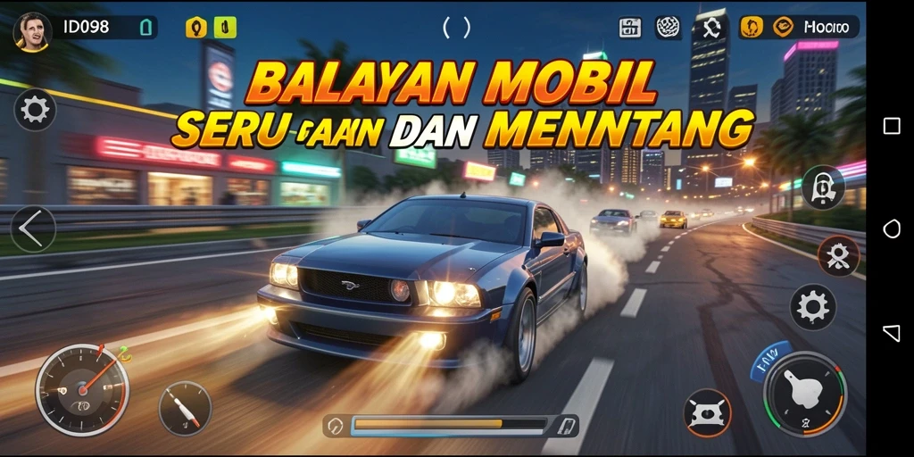 Gameplay mendebarkan dari ID098 yang menampilkan balapan mobil epik.
