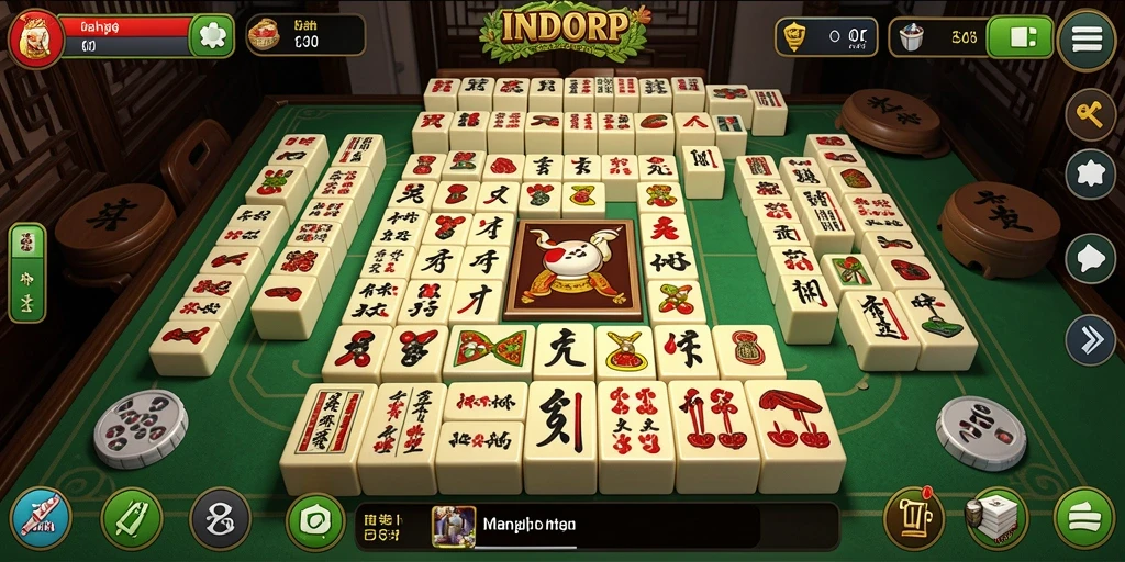 Tampilan gameplay INDORP dengan batu Mahjong yang menarik.