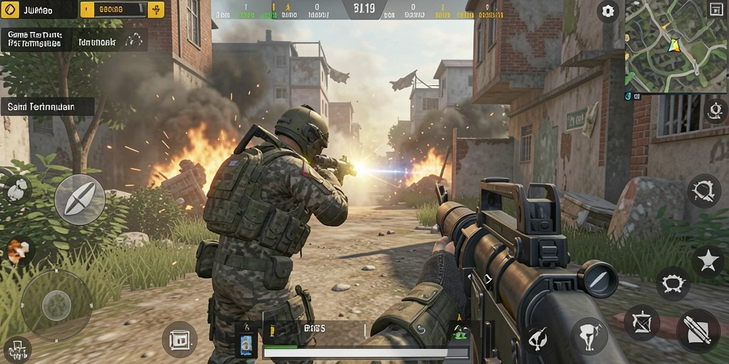 Screenshot JUARAGO menampilkan karakter bertempur di peta yang mendetail.