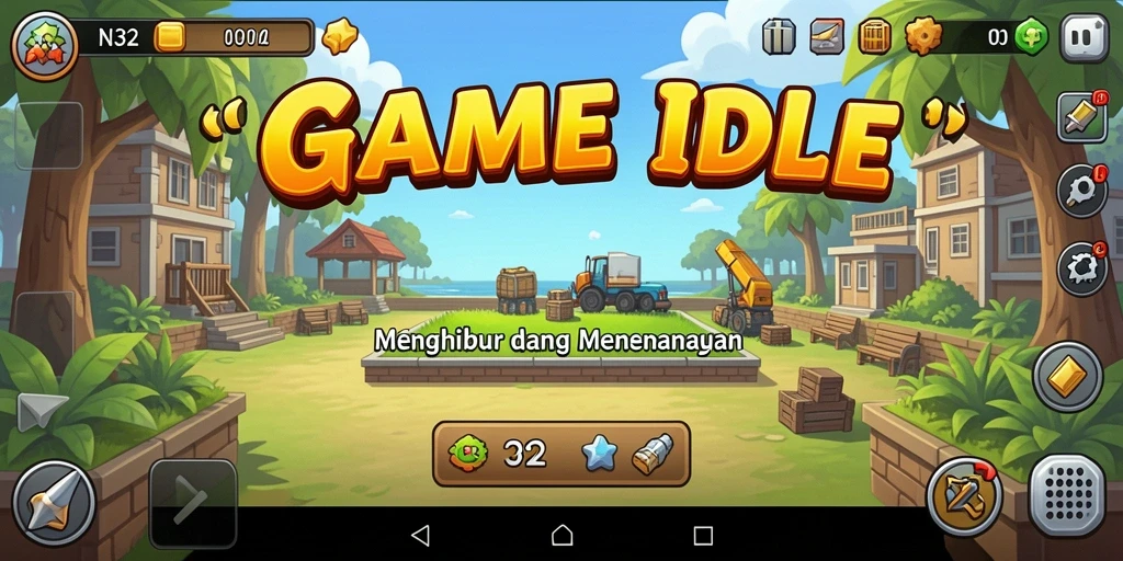 Screenshot menunjukkan karakter dalam permainan N32 yang sedang mengumpulkan sumber daya.