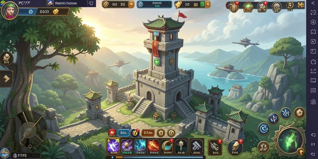 Gameplay mendebarkan dari PC777 dalam pertahanan menara.