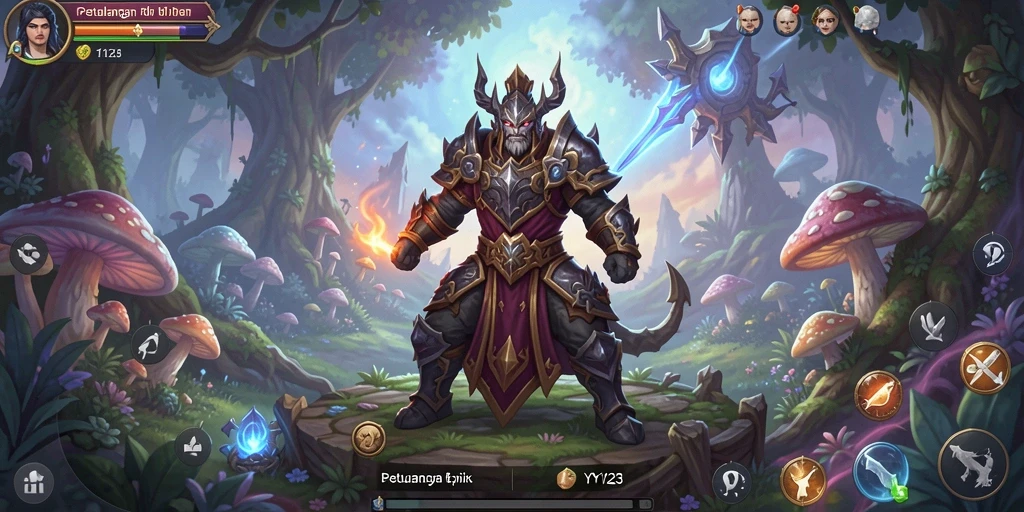 Screenshot YY123 menampilkan aksi pertarungan mendebarkan dalam petualangan RPG.